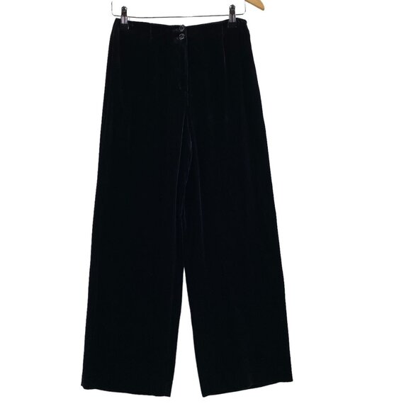Talbots Pants - Talbots Wide Leg Pants Womens 2 Black Velvet Rayon Silk‎ Blend NEW
